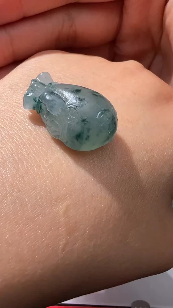 未镶嵌定制翡翠冰飘花钱袋