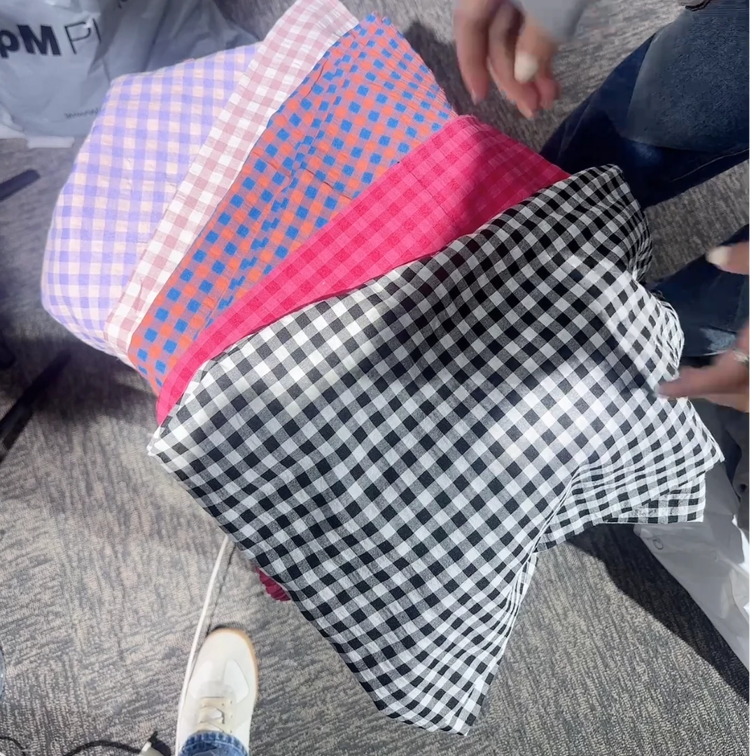 格纹居家长款睡裤