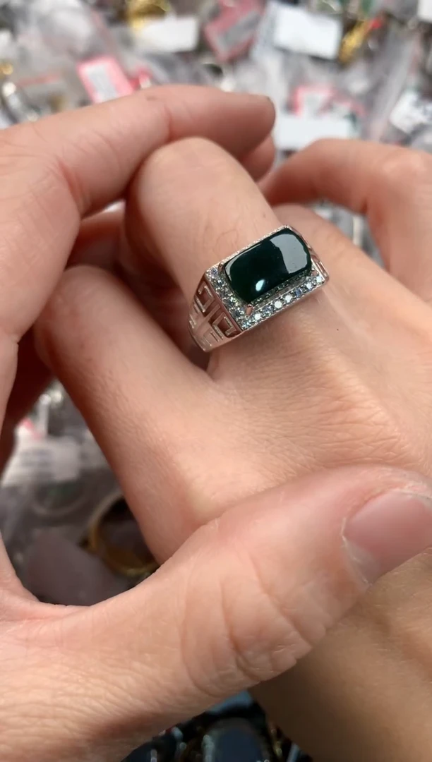 银S925镶嵌戒指翡翠纤*555    4