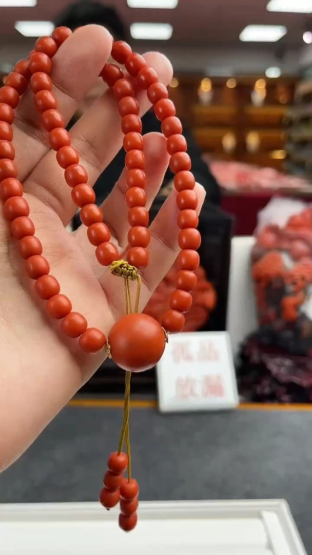 18K金镶嵌收藏老南红保山阿东寨项链南红玛瑙一件34