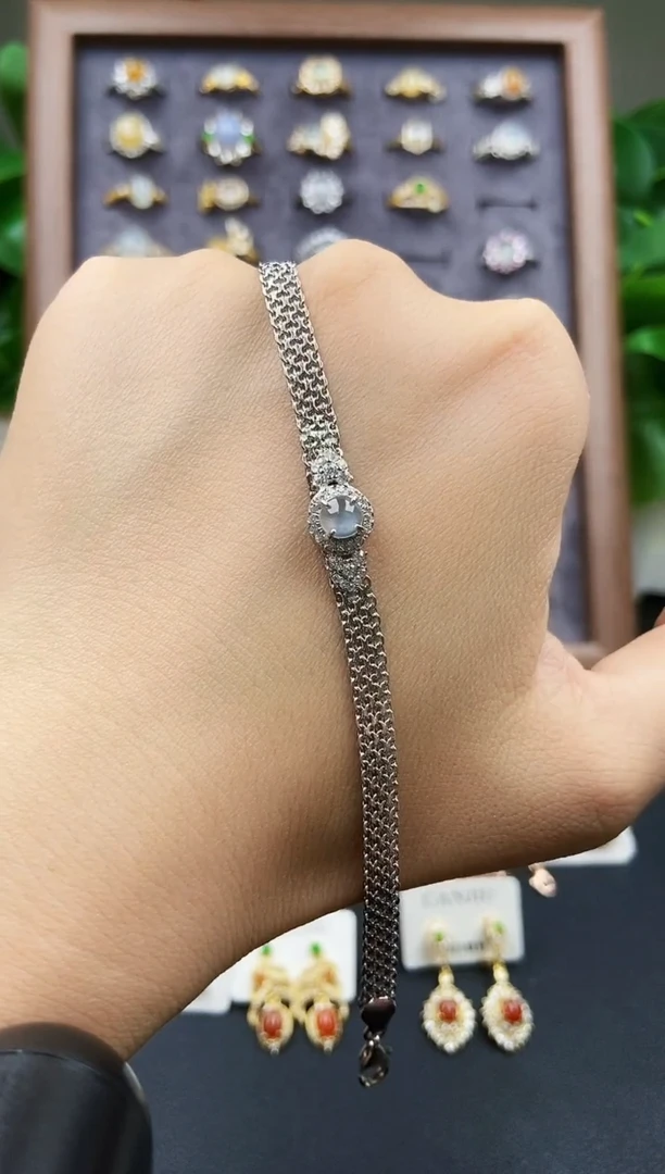 银S925镶嵌手链翡翠21