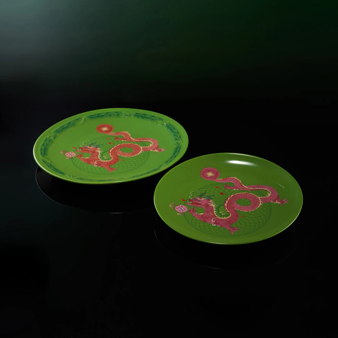 XIXINGLE/喜行乐龙马精神套盘 绿 餐盘/摆件 不支持退换货