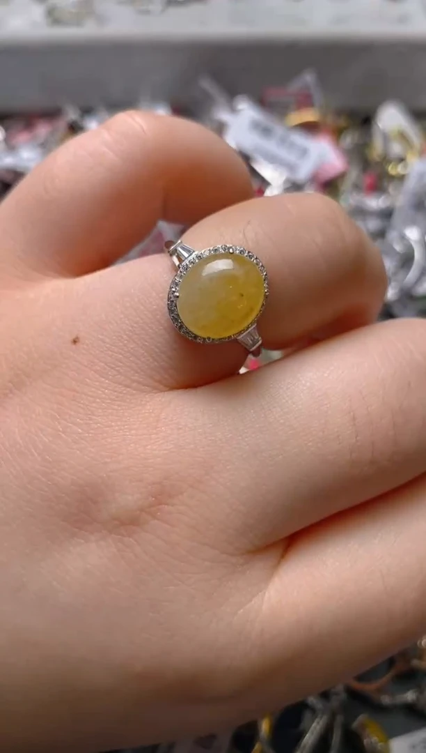 银S925镶嵌戒指翡翠百内无证书