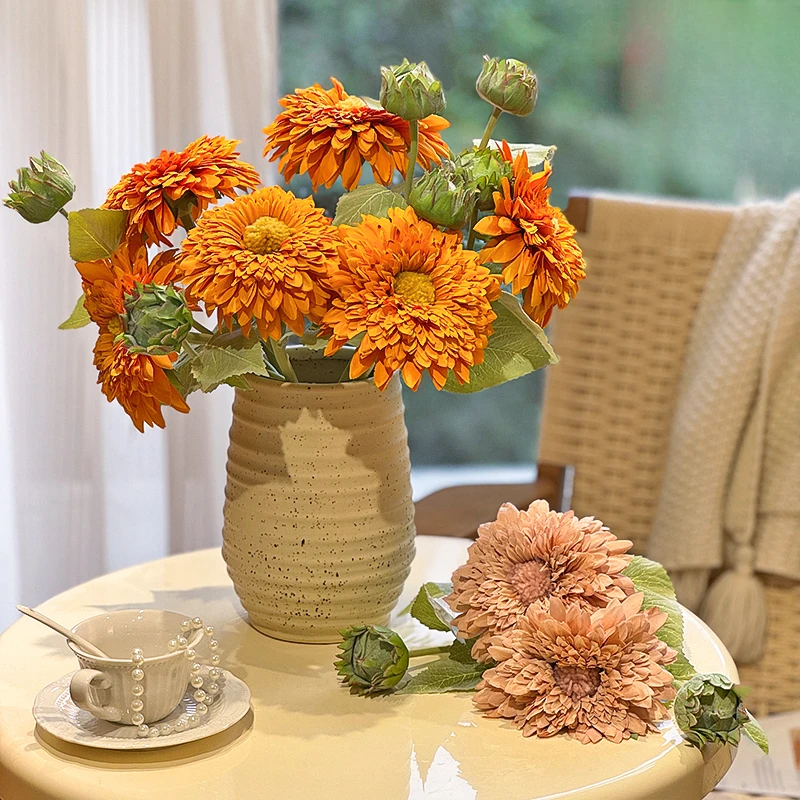 向日葵仿真花泰迪仿真客厅花束假花装饰花艺餐桌家居摆件插花摆设
