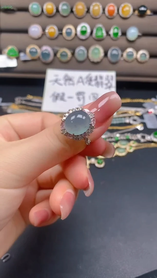 翡翠戒指银S925镶嵌48