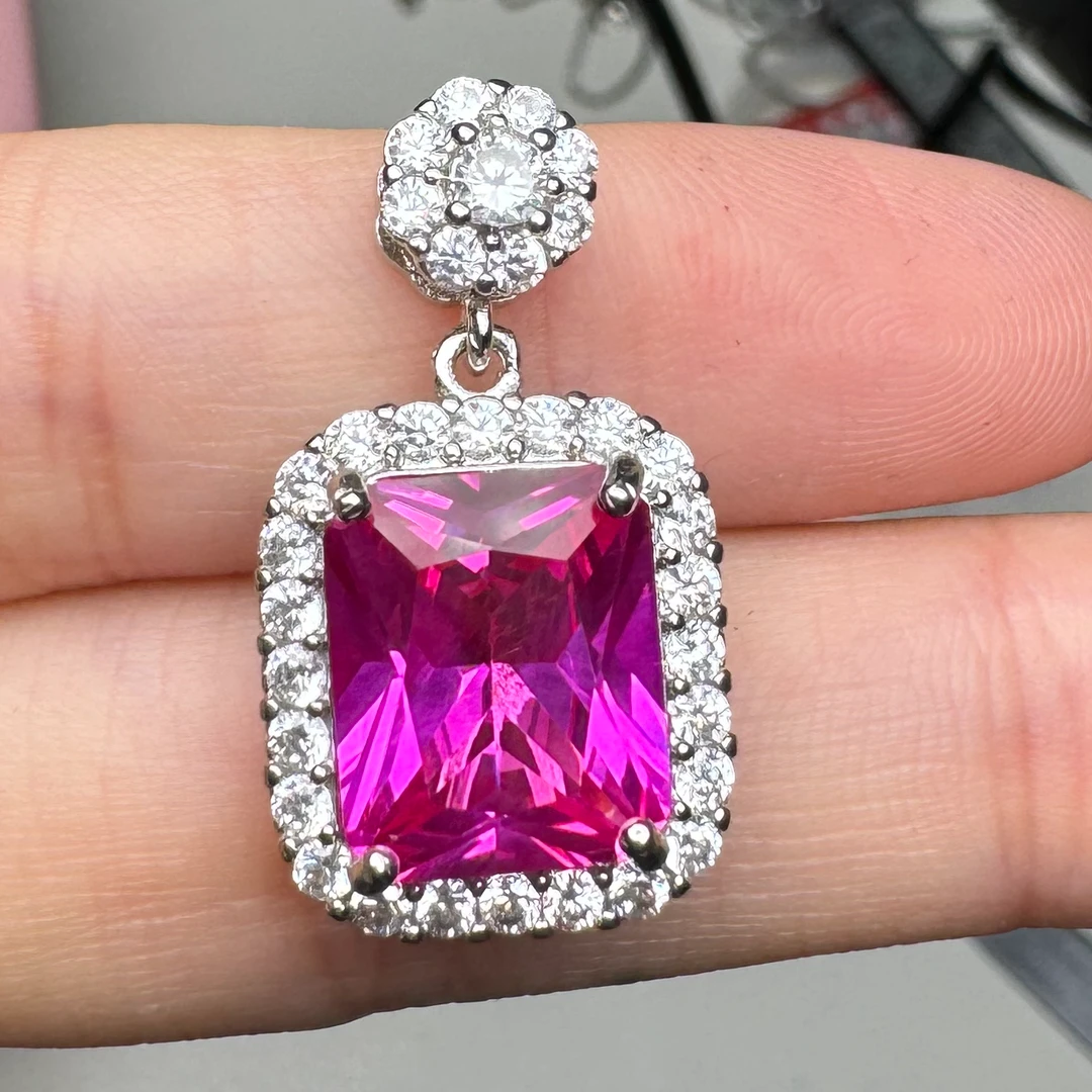 合成(培育)红宝石气质时尚红宝石-精工合金培育吊坠配链370