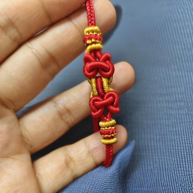 非金属锦纶手链 马年本命年红绳，马鞍结