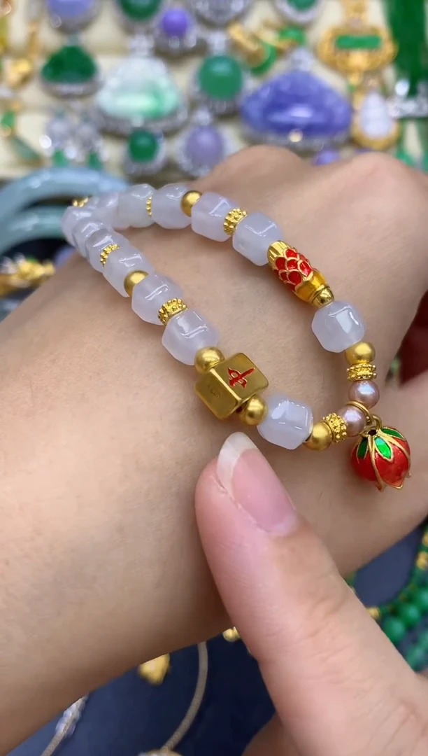 手链翡翠足金镶嵌192-中国好珍宝