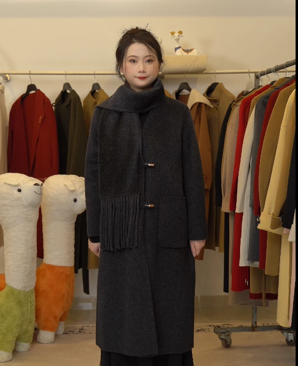 【牦牛绒大衣】10.8牦牛绒10.8桑蚕丝宽松毛呢百搭时尚气质