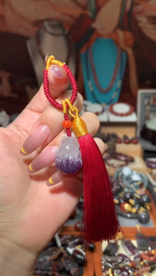 未镶嵌珠宝半成品水晶紫极光趴趴狐挂件