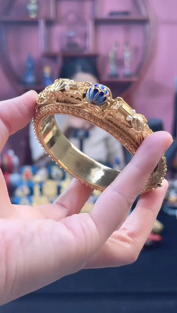 非遗花丝镶嵌 手镯 双龙戏珠