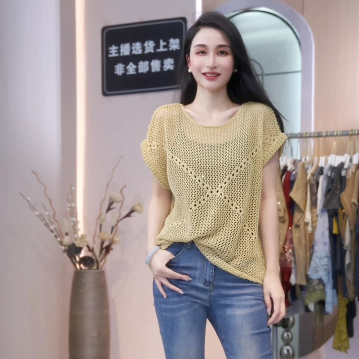 丽丽家 夏季设计师新款交叉十字百搭显瘦上衣