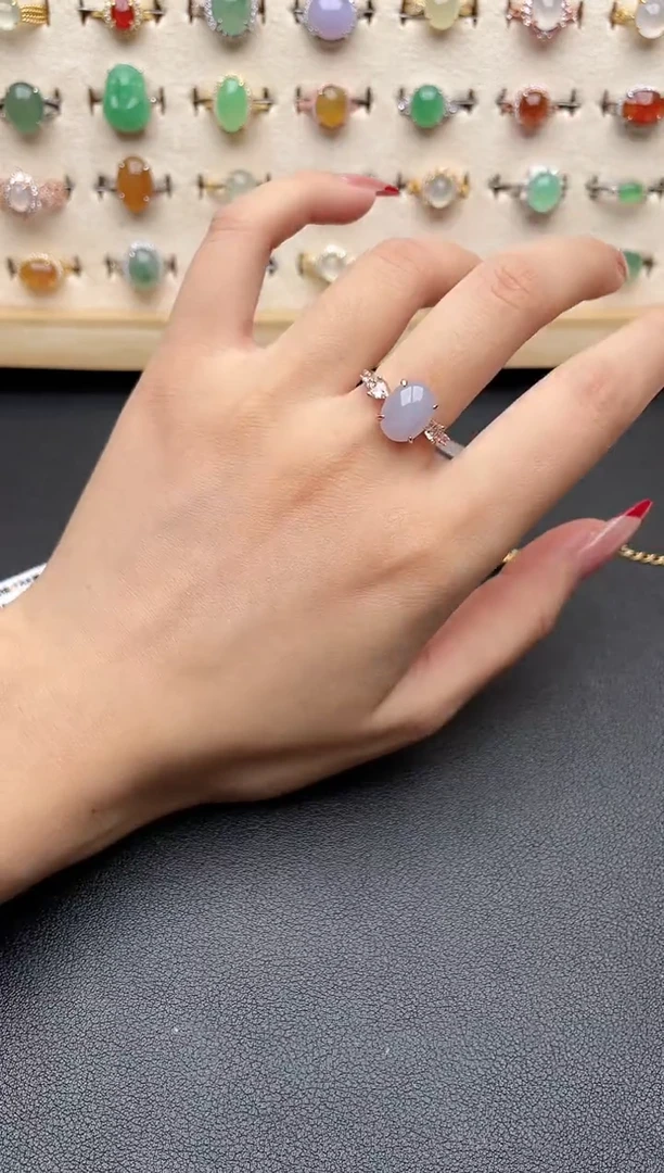 【闪购商品】翡翠戒指银S925镶嵌一物一证一礼盒