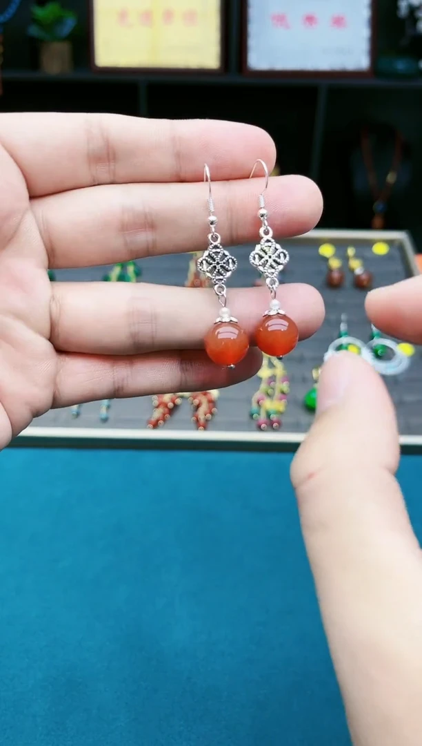 【闪购商品】南红玛瑙耳饰银S925镶嵌731000