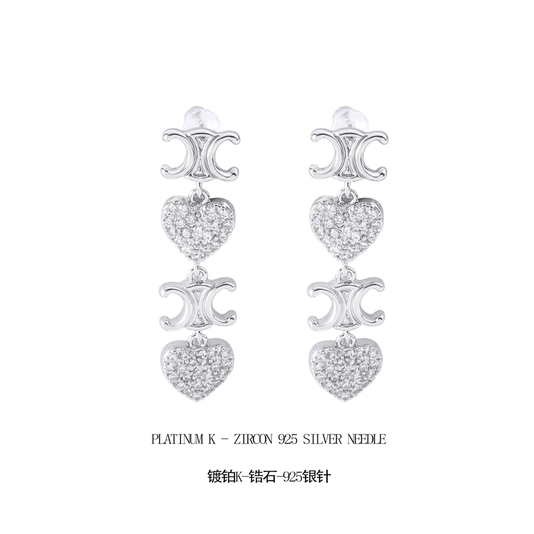 铜合金锆石耳饰 凯凯爱心时尚经典气质轻奢耳钉  1330