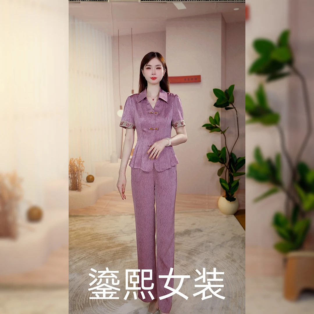 【鎏熙女装】25A-391气质休闲夏季两件套时尚减龄套装女装