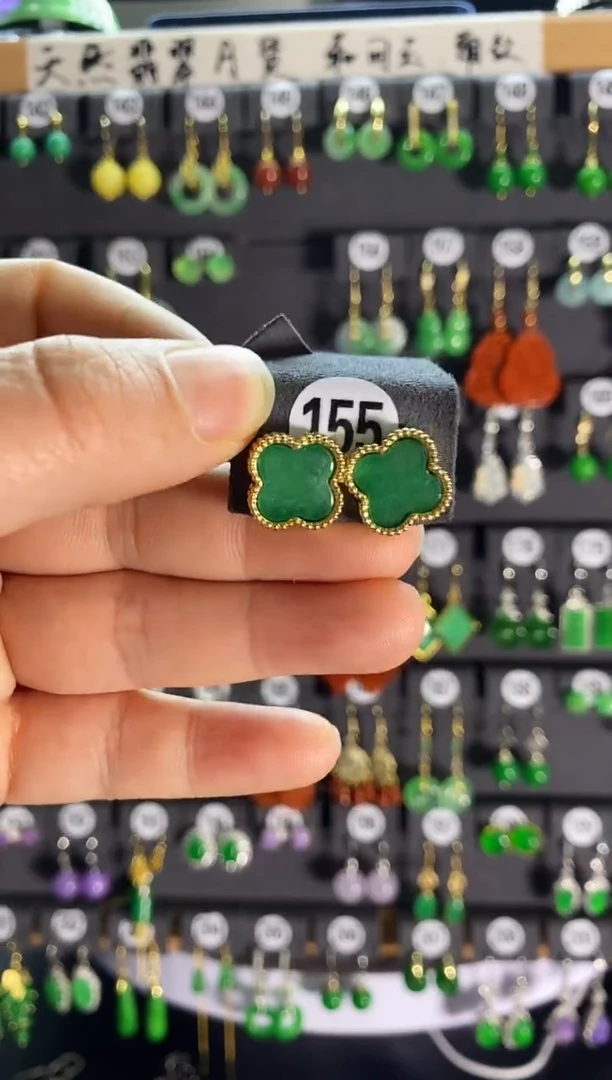 【闪购商品】翡翠耳饰银S925镶嵌155...