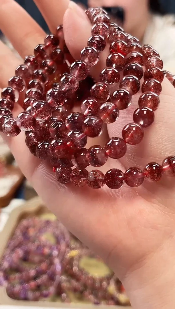 未镶嵌手串水晶金草莓超七单圈手串7mm【多样性发一】