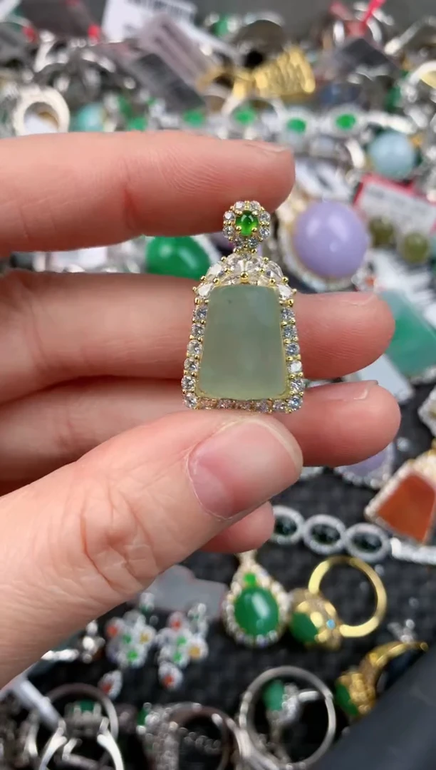 银S925镶嵌戒指翡翠444     4