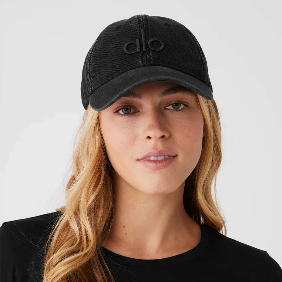 alo水洗牛仔欧美潮牌同款字母刺绣遮阳棒球帽百搭高尔夫遮阳帽