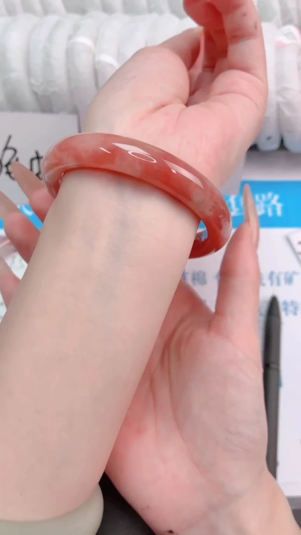 未镶嵌手镯石英质玉桃花酿86-圈口56.4-236