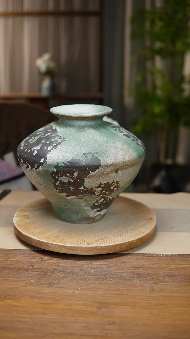 【闪购商品】陶瓷花器诧寂复古绿大飞碟