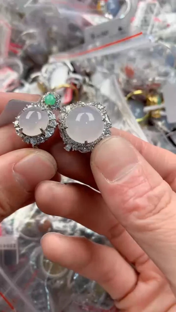 银S925镶嵌戒指翡翠444   1