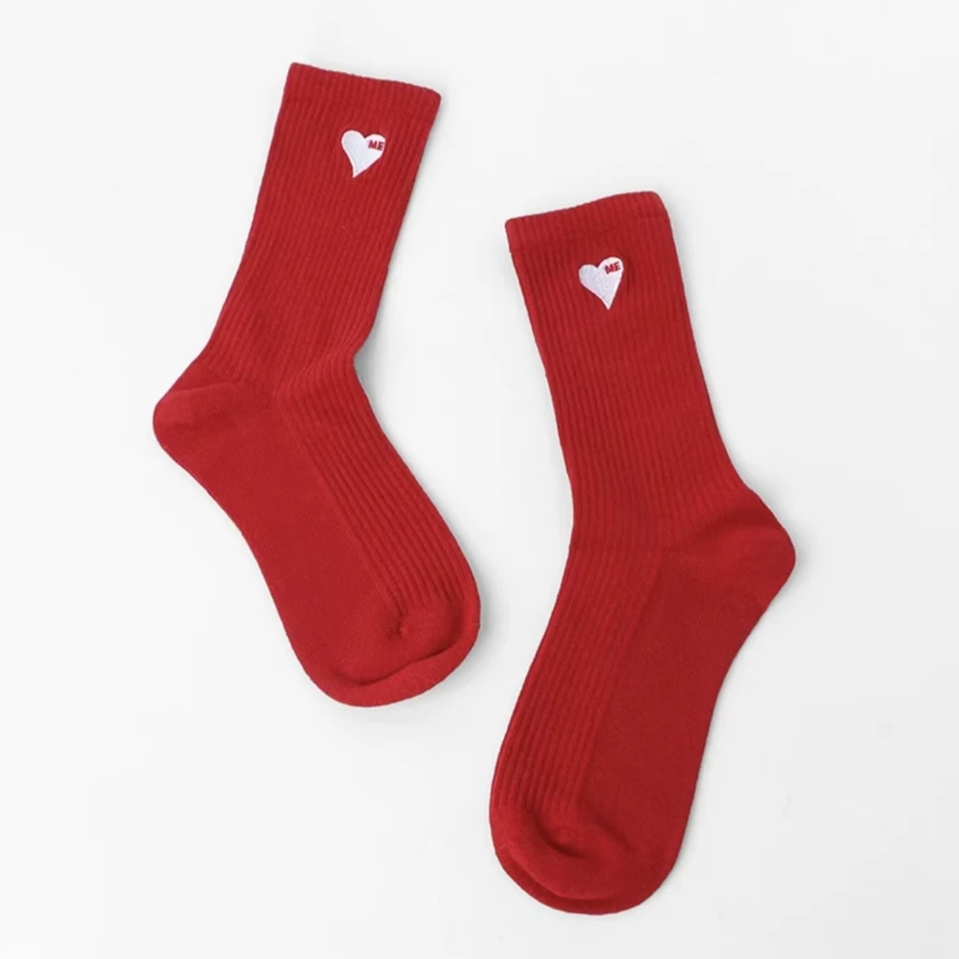 LUSON圣诞新年本命年红色袜子ME&MINI爱心袜子-DYQ30044