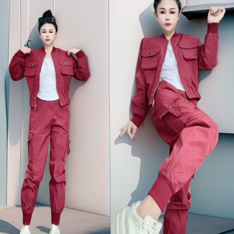 欧货2025早秋新款时尚休闲洋气立领外套宽松显瘦百搭减龄两件套潮