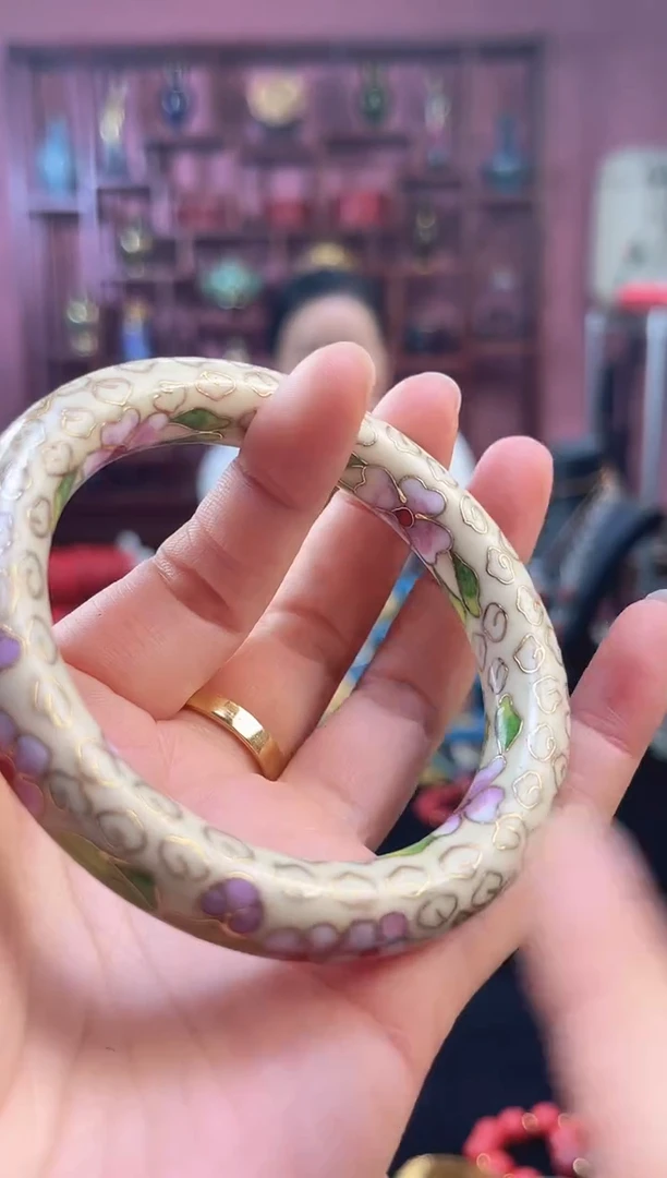 非遗 景泰蓝棍镯 55-60/粗版 米色