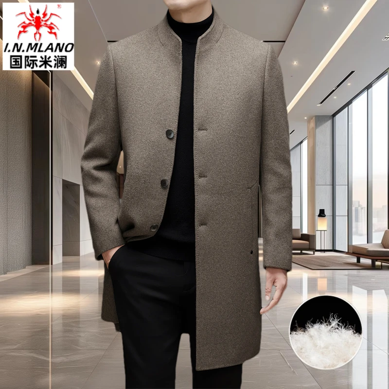 中长款高端加厚内胆双面羊毛呢外套男2025新款秋冬季时尚毛呢大衣