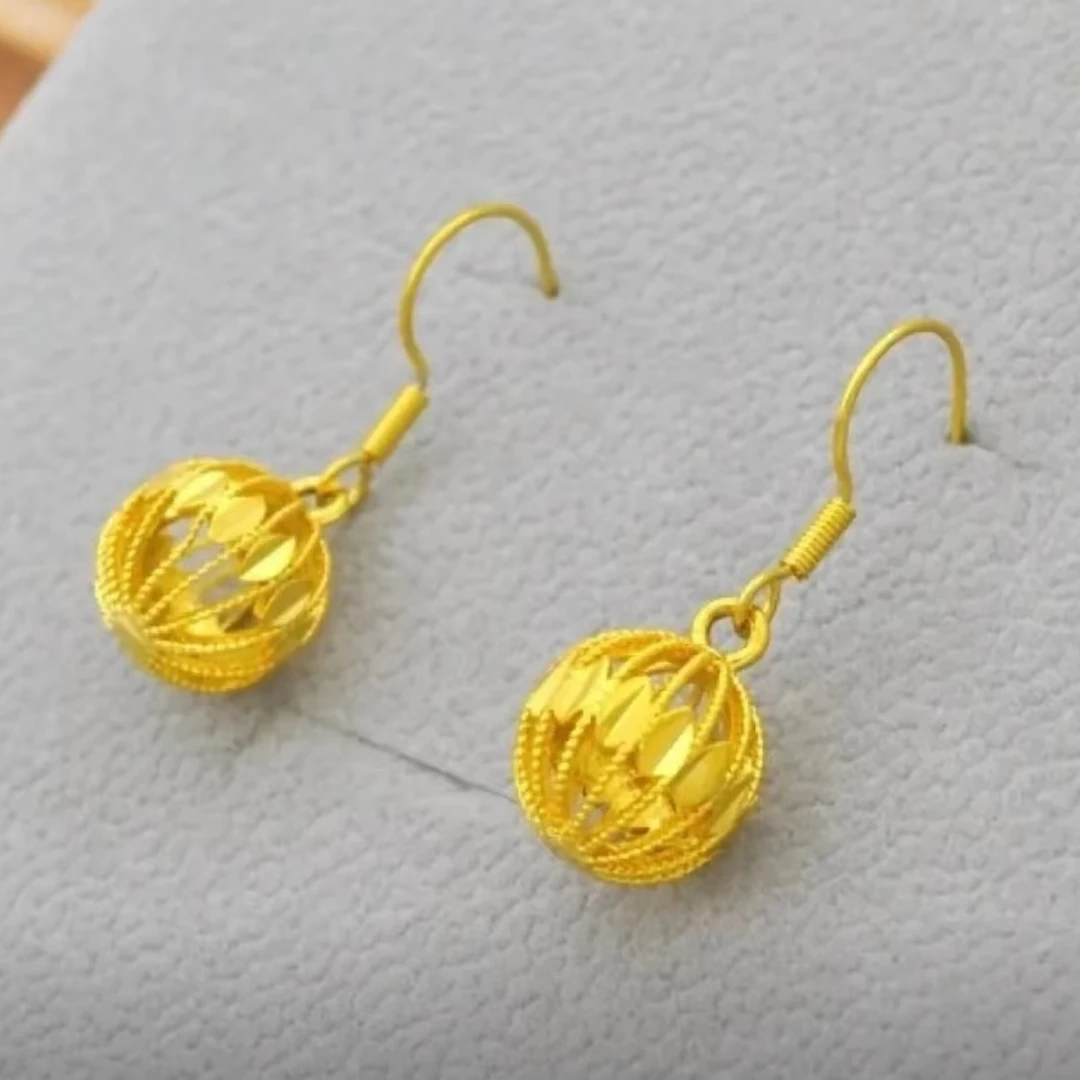 铜合金耳饰 玲珑球耳饰 女款气质时尚磨砂精耳坠耳吊耳勾