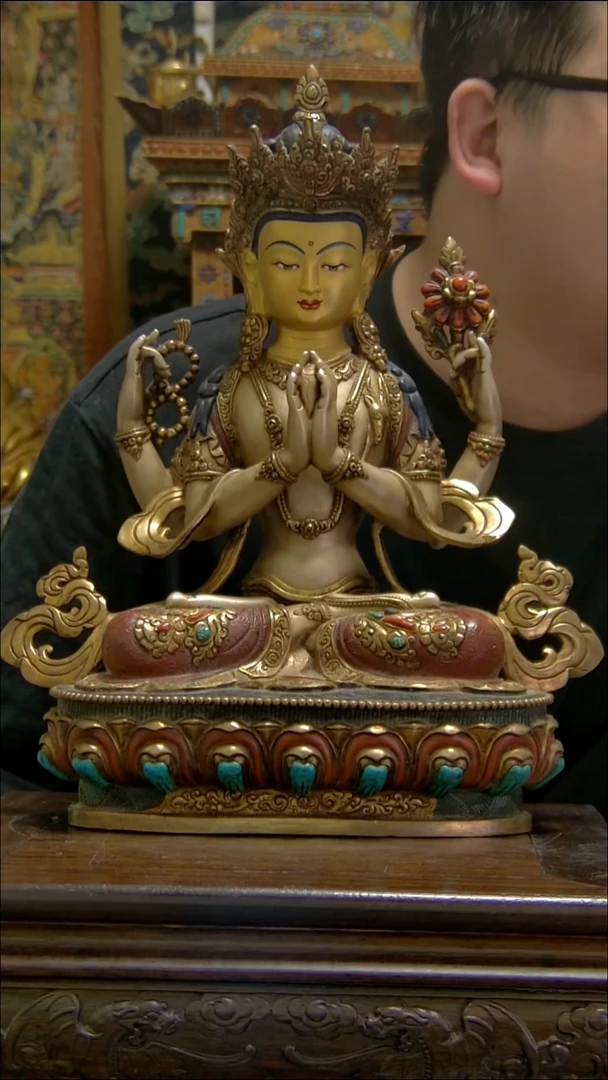 北**生造像铜像铜造像收藏四臂