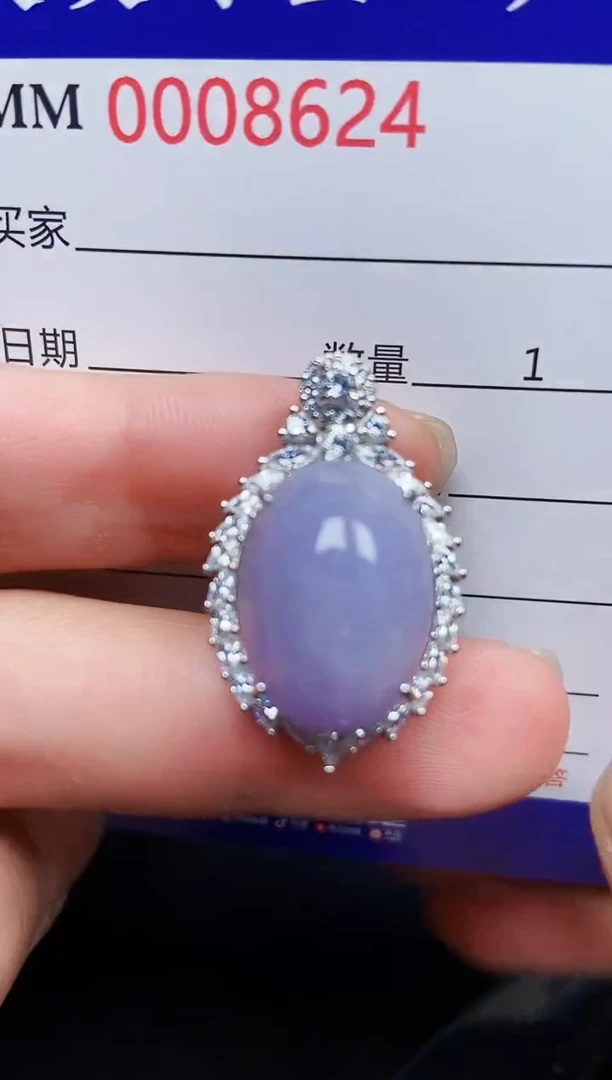 翡翠银S925镶嵌颈饰8624