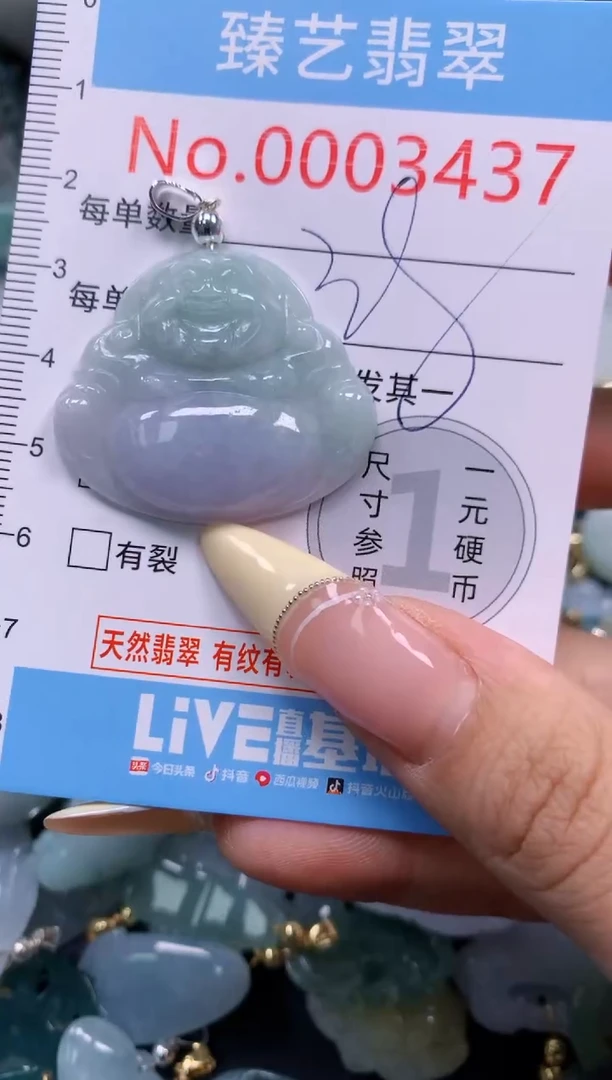 翡翠未镶嵌颈饰含绳0003437