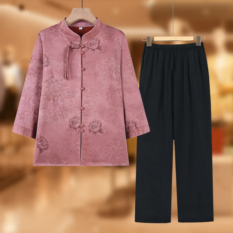 妈妈衬衫女奶奶夏装上衣盘扣老太太夏季衬衣老年人新中式新款衣服