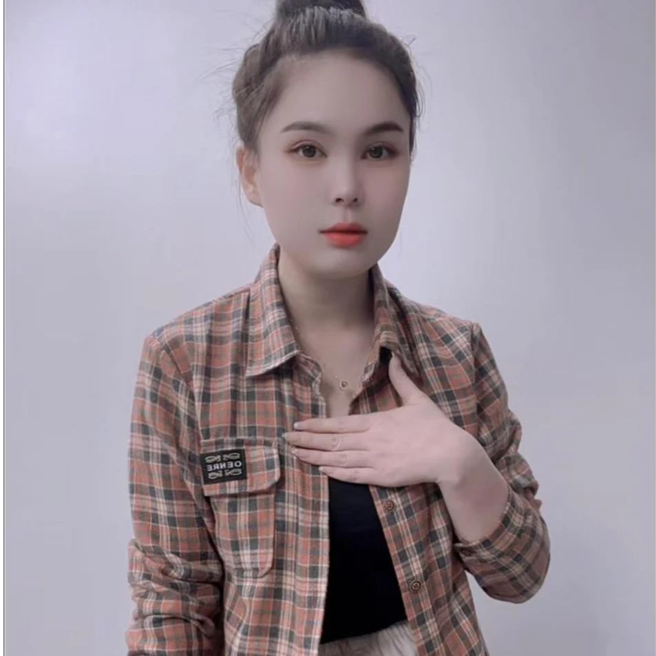 「秋上新」短款格子衬衫气质时尚女装百搭长袖外套“欧若风”YT-6015
