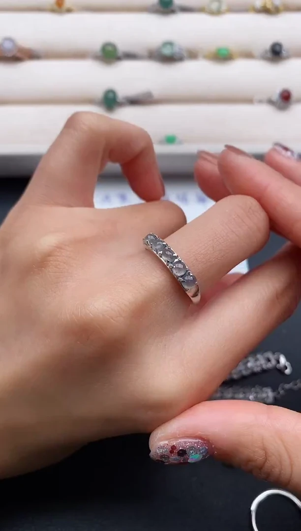 银S925镶嵌戒指翡翠6666666+8