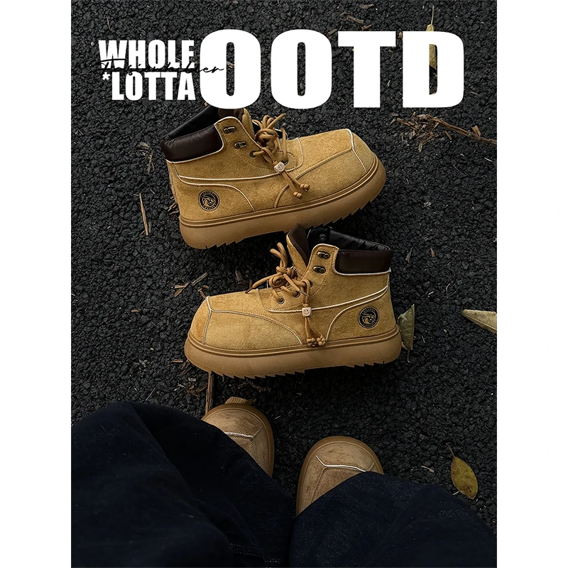 NewRockStarChoppa秋冬新款“火车”厚底增高马丁靴 休闲百搭工装靴