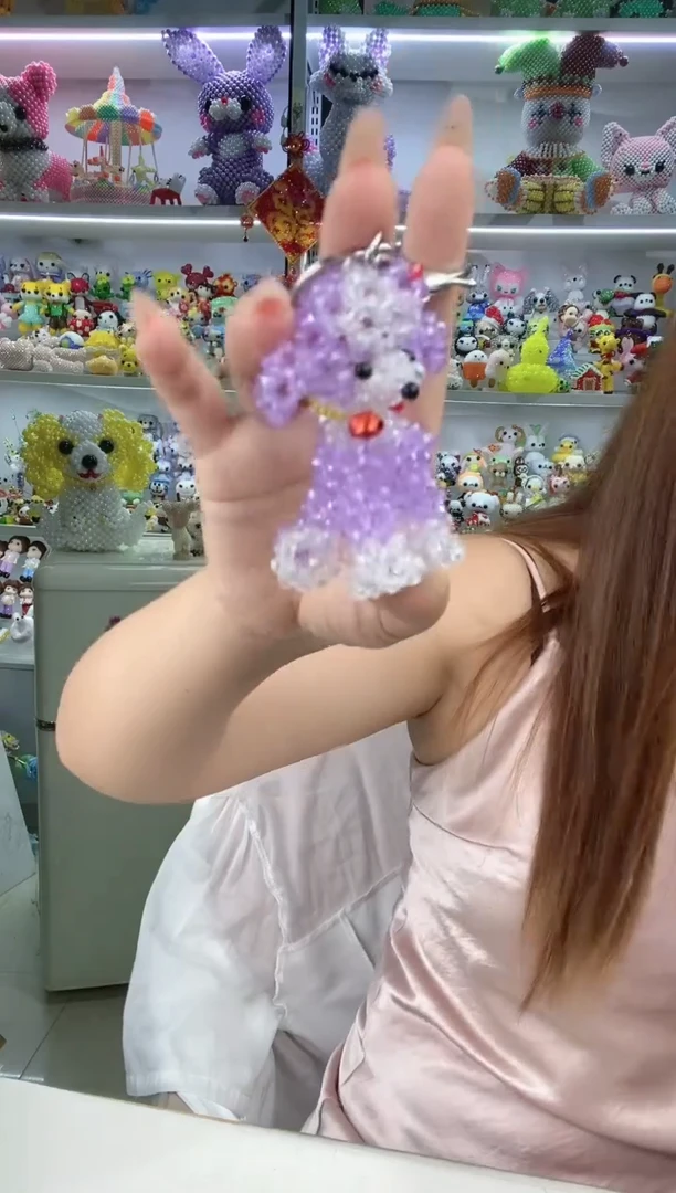 玻璃2904卡4水晶贵宾犬材料包1套紫色带钥匙扣