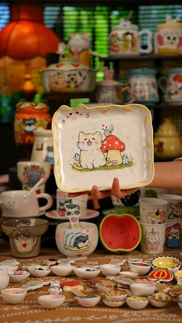 陶瓷无盖款景德镇有彩高温釉下彩纯手绘创意瓷