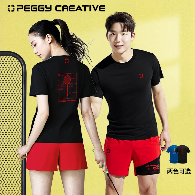 韩国佩极羽毛球服女男同款文化衫速干短袖T恤运动透气休闲训练服