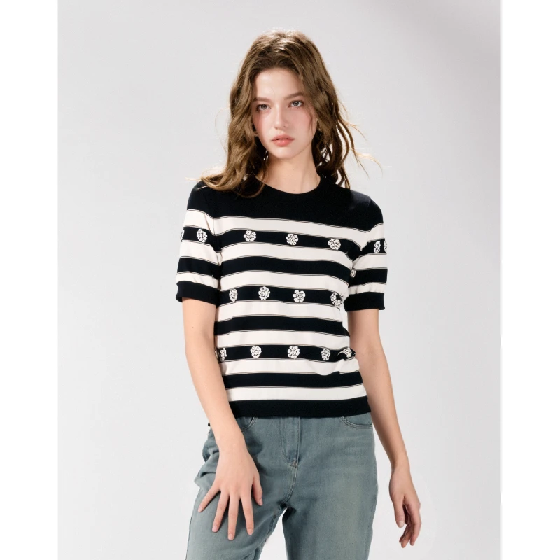 妈妈高端T恤春夏新款洋气短袖时尚上衣 赫5686A