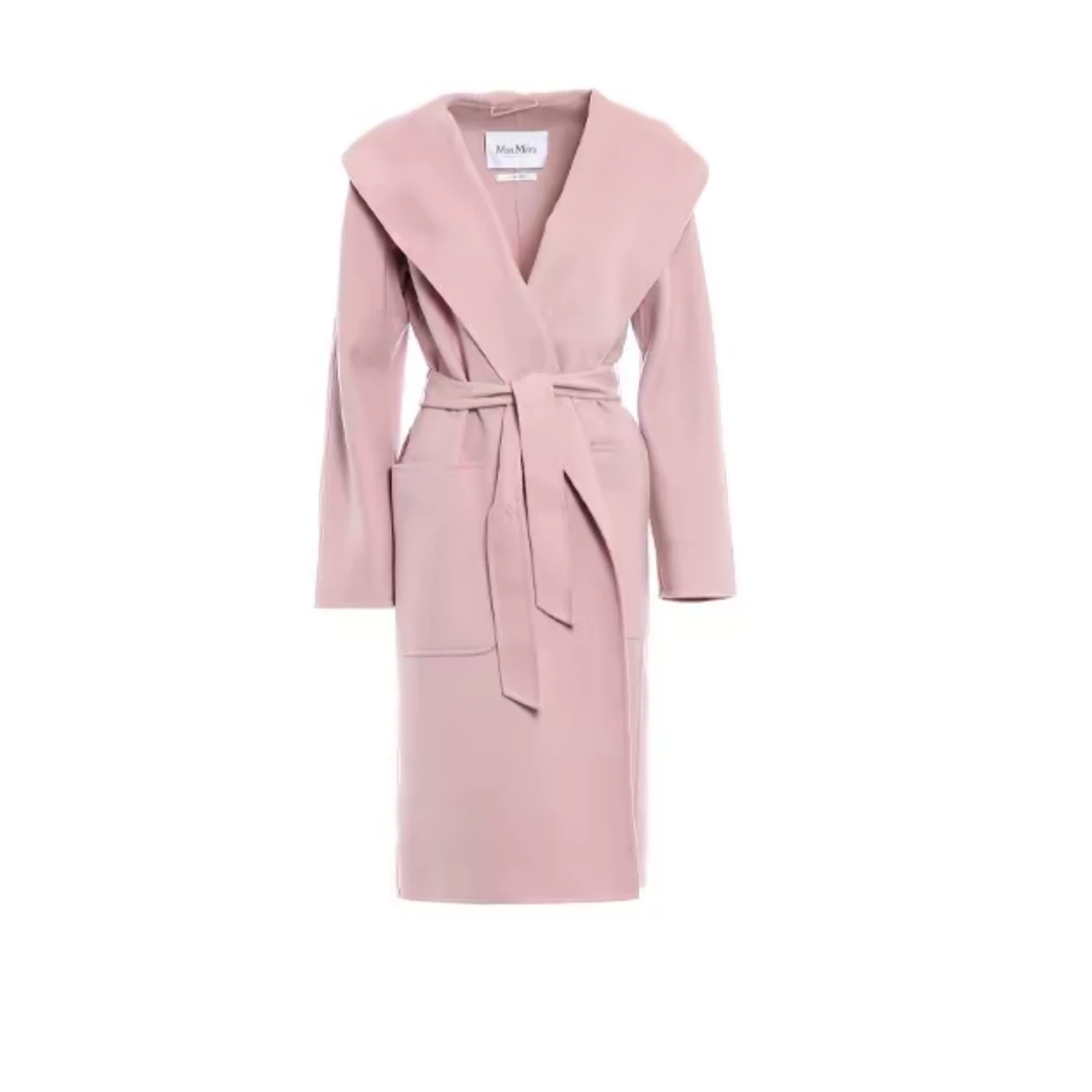 99新 MaxMara  粉色 羊毛 山羊绒 大衣 155/80A P205437016