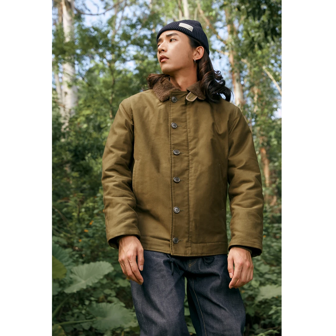 玩儿·N-1甲板服 澳洲羊剪毛+16oz冈山绳纹布 严肃复刻冬季外套