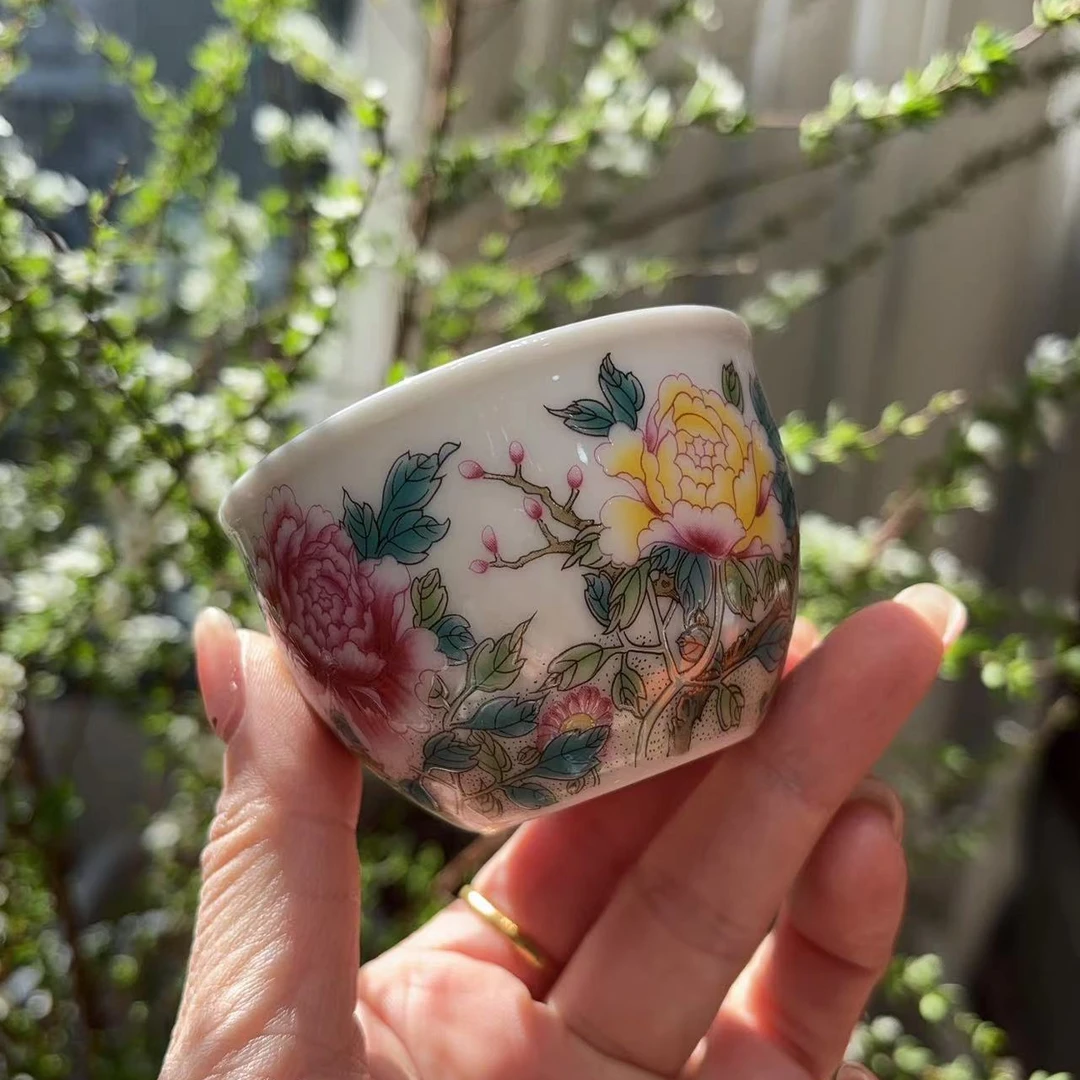 友名 瓷胎包银鎏银富贵牡丹主人杯茶杯品茗杯缸杯无礼盒-5205