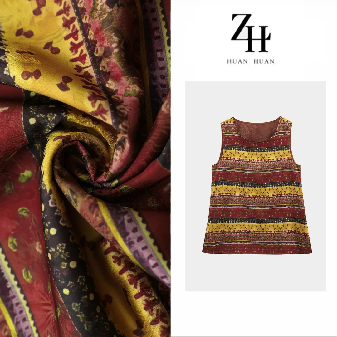 【ZH】民族风条纹印花时尚马甲夏季新品高级感气质国风A20926