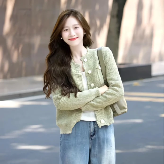 2025新款春秋小香风针织外套女毛衣慵懒风百搭高级感软糯气质上衣