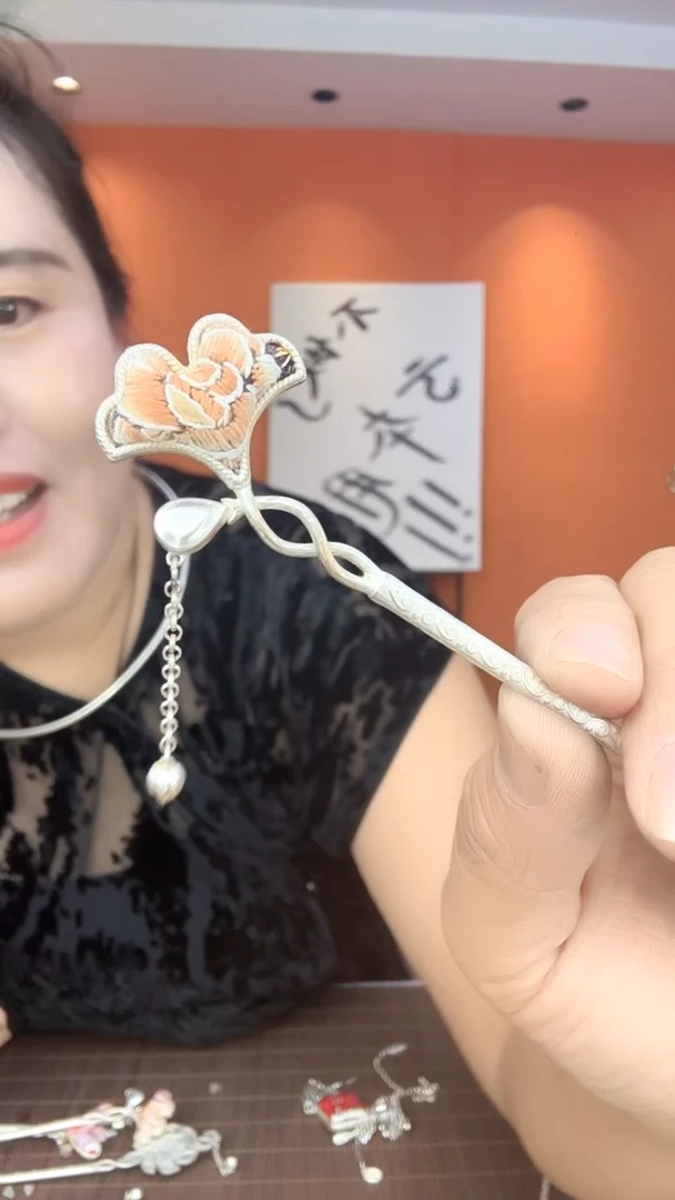 刺绣非遗手工刺绣发簪