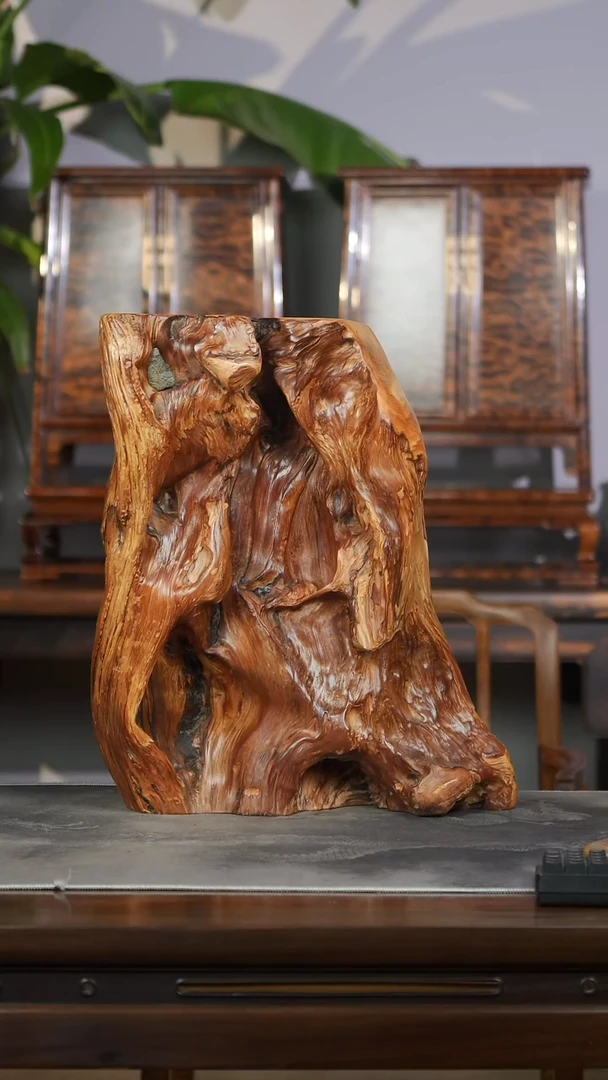 柏木（崖柏）陈化黑油铁骨料原木甜香木墩摆件